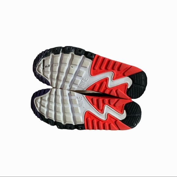 Youth NIKE AIR MAX 90 LEATHER GS 'WHITE BRIGHT CRIMSON' Size 6.5 - Picture 10 of 10